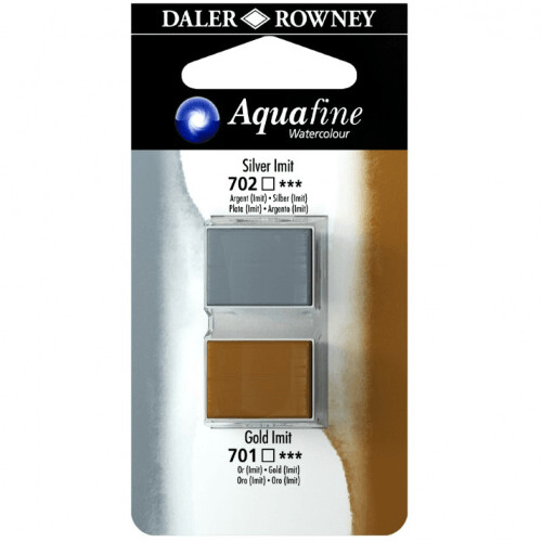 Blister Due Acquerelli Mezzi Godet - Aquafine - n.702 Argento  Imit.- n.701 Oro  Imit.