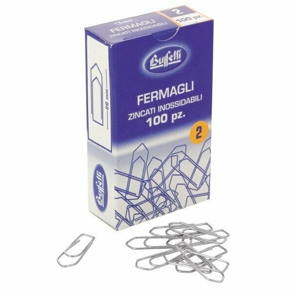 Fermagli zincati - acciaio - N. 2 - 26 mm - conf. 100 pezzi
