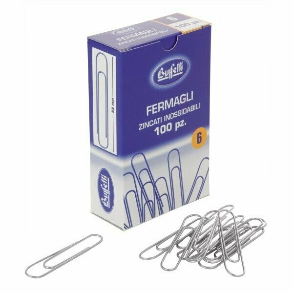 Fermagli zincati - acciaio - N. 6 - 58 mm - conf. 100 pezzi