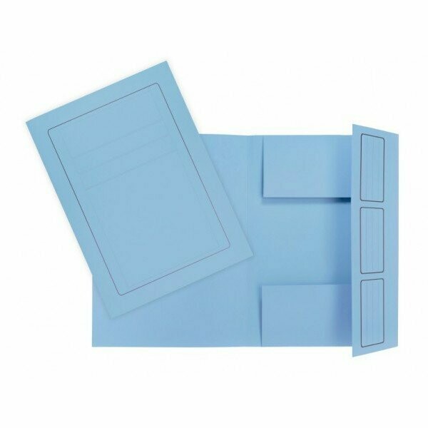 Cartelline 3 lembi incollati - cartoncino - 285 g/mq - 35x24,5 cm - azzurro