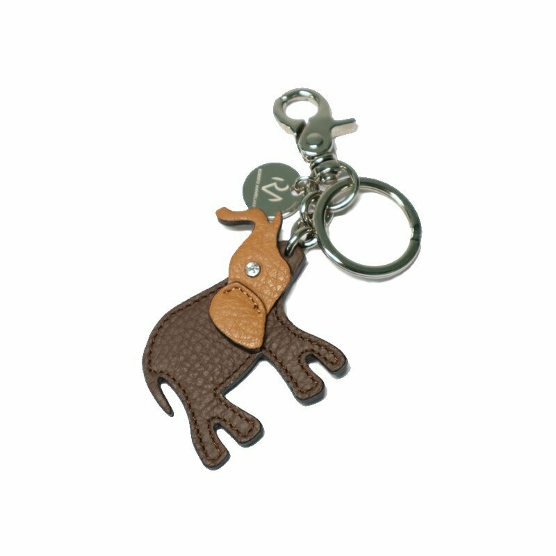 Portachiavi Elefante in vero Cuoio con Brillantini