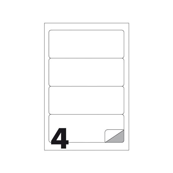 Etichette multifunzione - conf. 100 fogli - f.to 190x61 mm - angoli arrotondati con margine - n. etichette per foglio 4