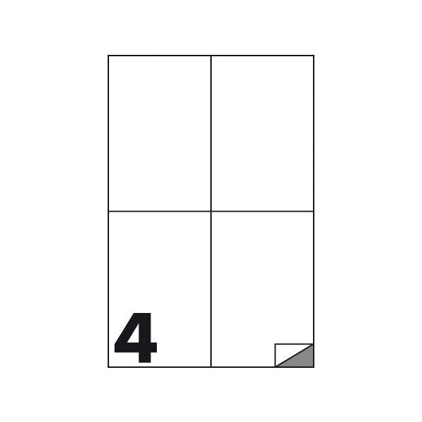 Etichette multifunzione - conf. 100 fogli - f.to 105x148,5 mm - angoli vivi senza margine - n. etichette per foglio 4