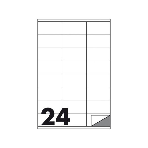 Etichette multifunzione - conf. 100 fogli - f.to 70x36 mm - angoli vivi con margine - n. etichette per foglio 24