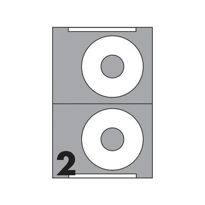 Etichette per CD - conf. 100 fogli - Diam. 114,5 foro diametro 41 - n. etichette per foglio 2