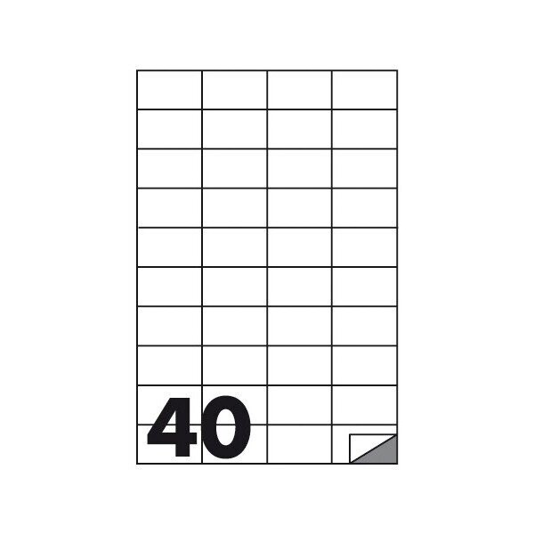 Etichette  Conf. 100 - f.to 52,5x29,7 mm - angoli vivi senza margine - n. etichette per foglio 40
