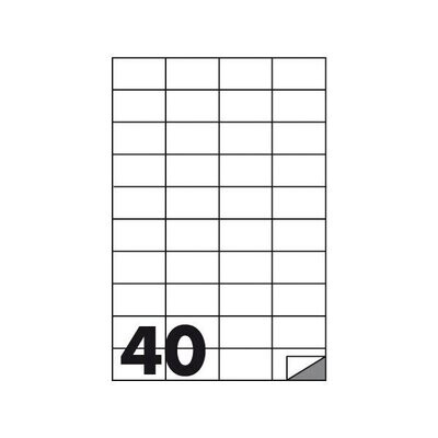 Etichette Conf. 100 - f.to 52,5x29,7 mm - angoli vivi senza margine - n. etichette per foglio 40