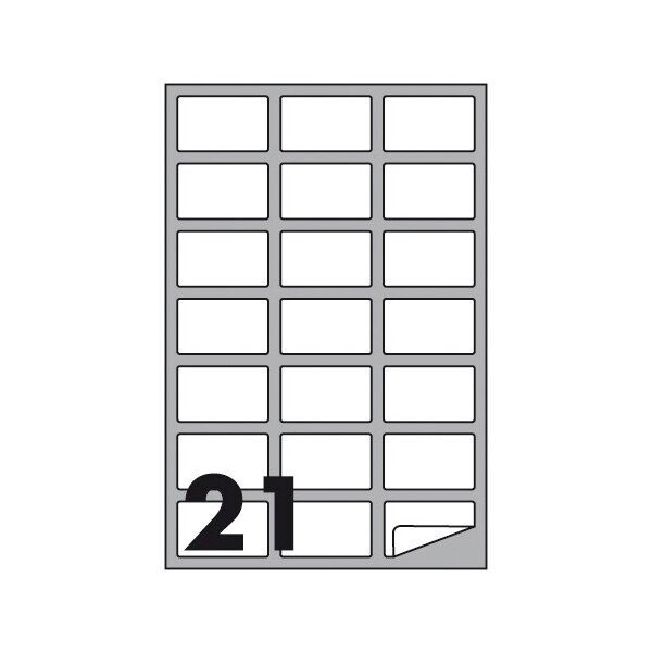 Etichette multifunzione - conf. 100 fogli - f.to 63,5x38,1 mm - angoli arrotondati con margine - n. etichette per foglio 21