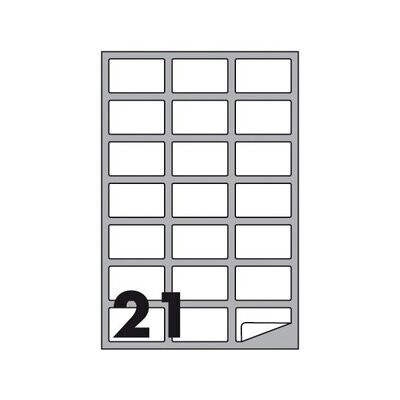 Etichette multifunzione - conf. 100 fogli - f.to 63,5x38,1 mm - angoli arrotondati con margine - n. etichette per foglio 21