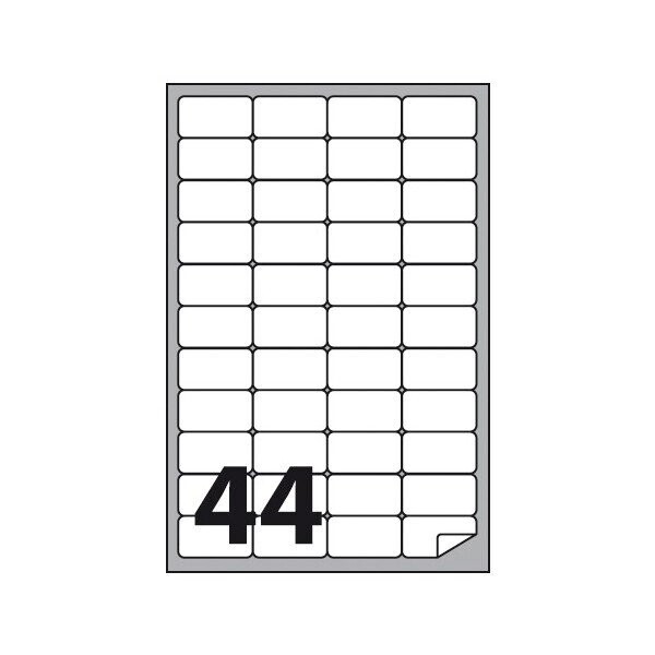 Etichette multifunzione - conf. 100 fogli - conf. 100 folgi - f.to 47,5x25,5 mm - angoli arrotondati con margine - n. etichette per foglio 44