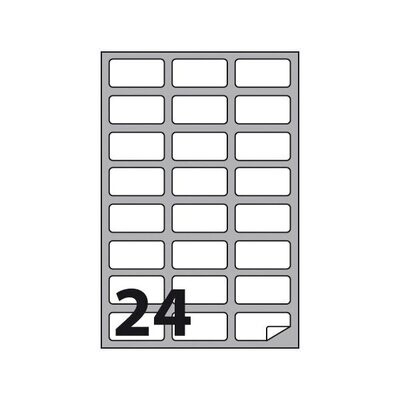 Etichette multifunzione - conf. 100 fogli - f.to 64x34 mm - angoli arrotondati con margine - n. etichette per foglio 24