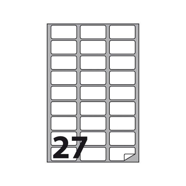 Etichette multifunzione - conf. 100 fogli - f.to 56x28 mm - angoli arrotondati con margine - n. etichette per foglio 27