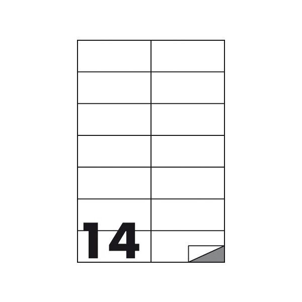 Etichette multifunzione - conf. 100 fogli - f.to 105x42 mm - angoli vivi senza margine - n. etichette per foglio 14 Etichette multifunzione - conf. 100 fogli - f.to 105x42 mm - angoli vivi senza margine - n. etichette per foglio 14
