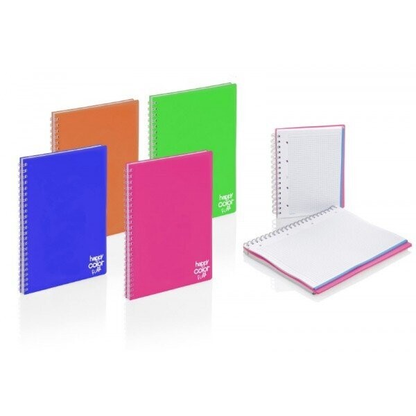 Blocco notes Maxi Happy Color - A4 - 1R - Righe medie e superiori - spirale - 80 fogli da 70 g