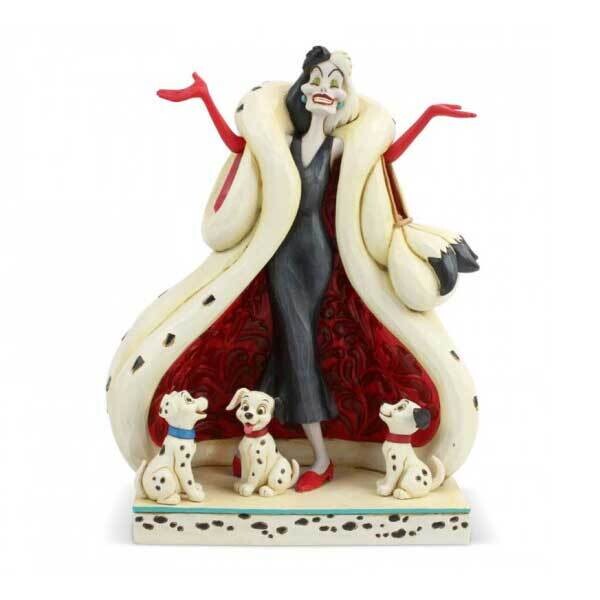 Statuina Crudelia Demon con Cuccioli | Disney Tradition