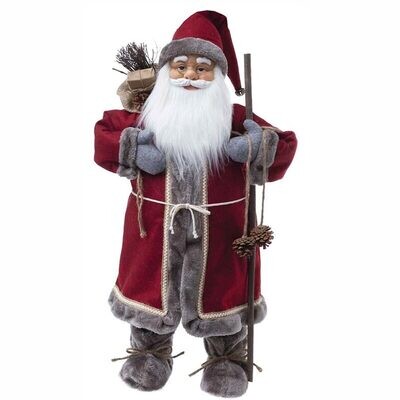 Pupazzo Babbo Natale con Bastone - H 84 cm