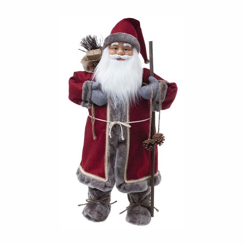 Pupazzo Babbo Natale con Bastone - H 63cm
