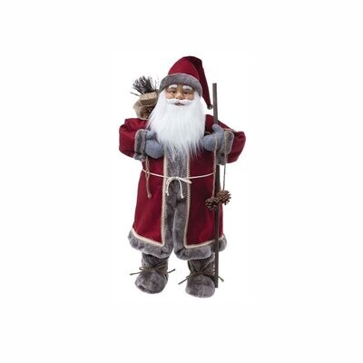 Pupazzo Babbo Natale con Bastone - H 47cm