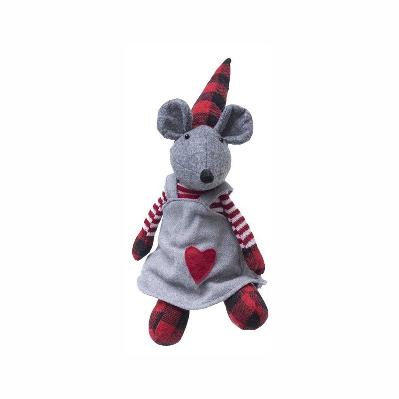 Pupazzo Topina con vestitino Cuore - H 30 cm