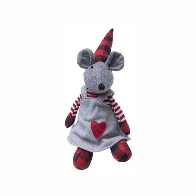 Pupazzo Topina con vestitino Cuore - H 30 cm
