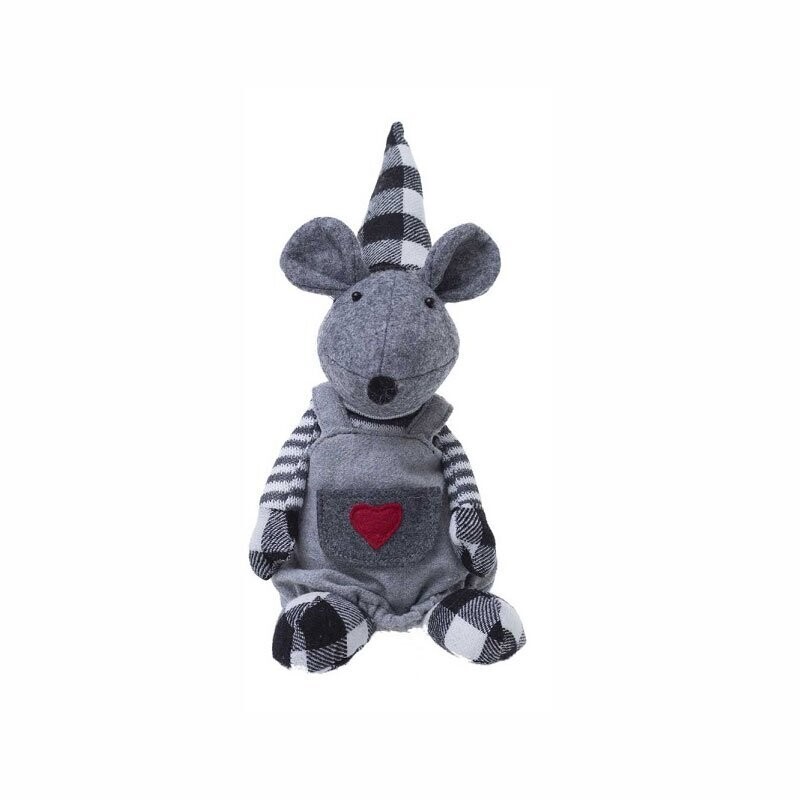 Pupazzo Topino con vestitino Cuore - H 30 cm