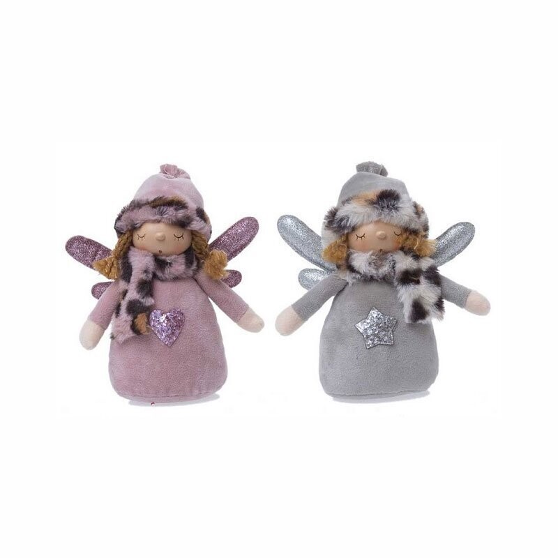 Coppia Angioletti Rosa/Grigio - H 18 cm