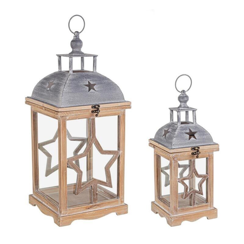 Set 2 Lanterne in Legno | Bizzotto