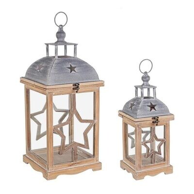 Set 2 Lanterne in Legno | Bizzotto