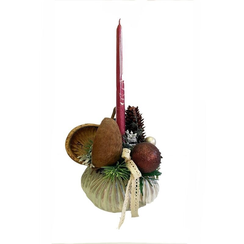Centrotavola con Porta Candela - Natura Morta - H 40 cm