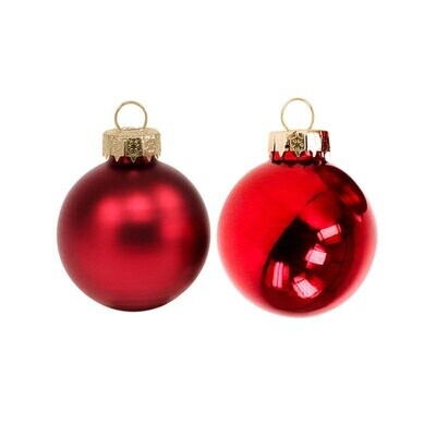 Set 12 Sfere in vetro Ø 4 cm  - Rosso - 2 Soggetti Assortiti