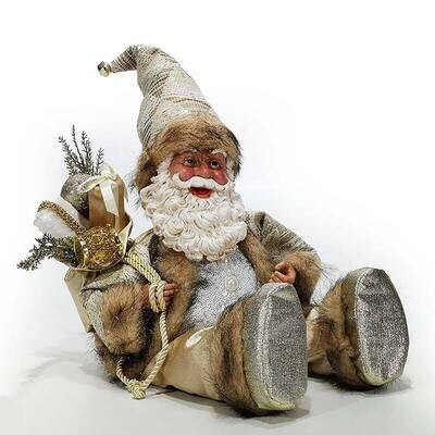 Pupazzo Babbo Natale seduto con Carillon - H 36 cm