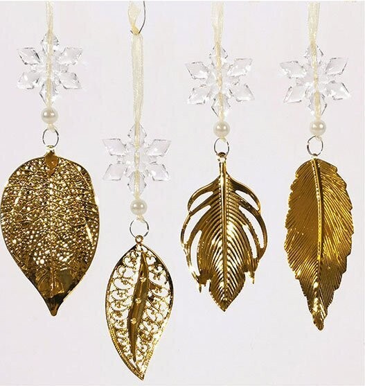 Set 4 Appendini Foglia Oro - Soggetti assortiti