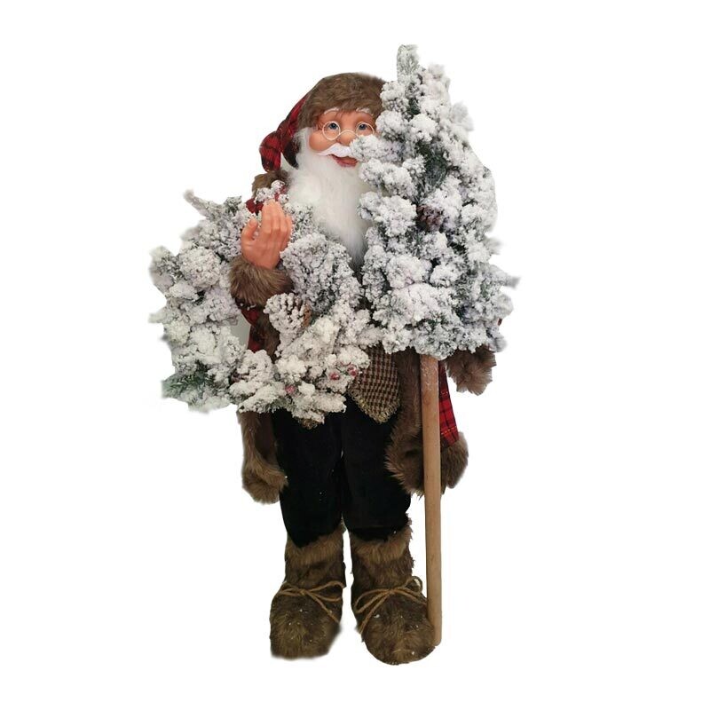 Babbo con ghirlanda e pino - H 90 cm