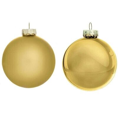 Set 6 Sfere in vetro Ø 8 cm  - Oro - 2 Soggetti Assortiti