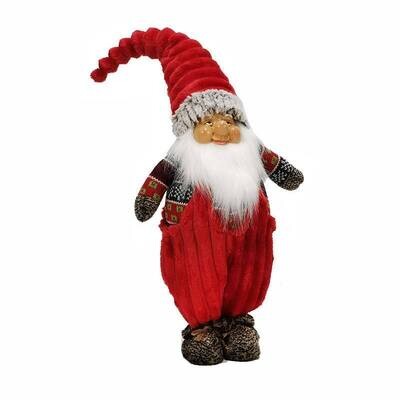 Pupazzo Babbo Natale con Cappello rosso rigato - H 55 cm
