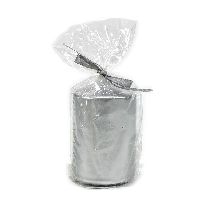 Candela Argento cilindro H 8 cm
