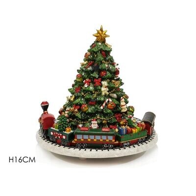 Carillon Albero di Natale con Trenino  - H 17 cm