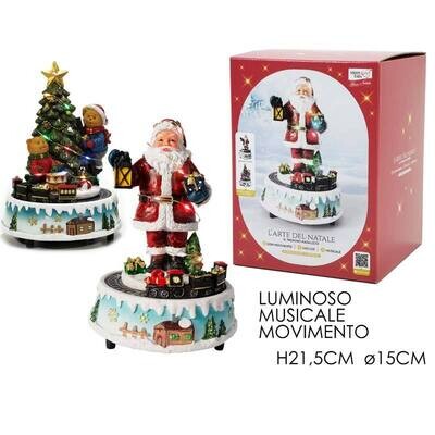 Babbo Natale / Albero con Trenino Carillon H 21,5 cm