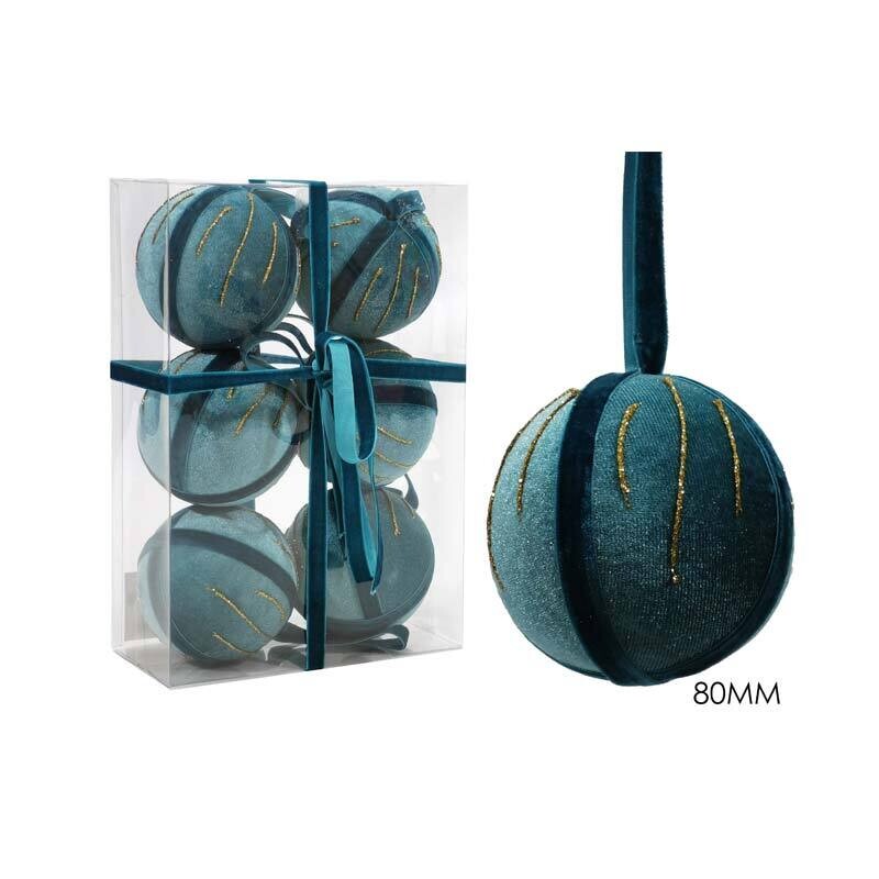 Sfera in Velluto Petrolio con ricamo Oro Ø 8 cm