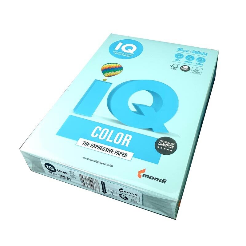 Carta A4 Colorata Mondi IQ 500 Fogli - 80 g/m² - OBL70 - Blu Ghiaccio