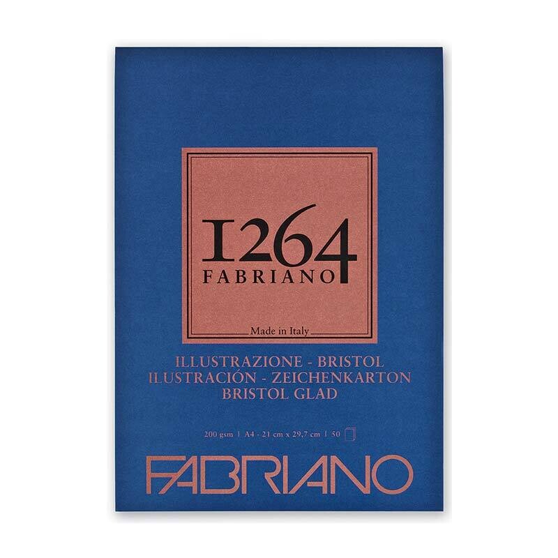 Fabriano Blocco Collato Carta Bianca Illustrazione  1264 - 200 g/mq - 21 x 29,7 cm