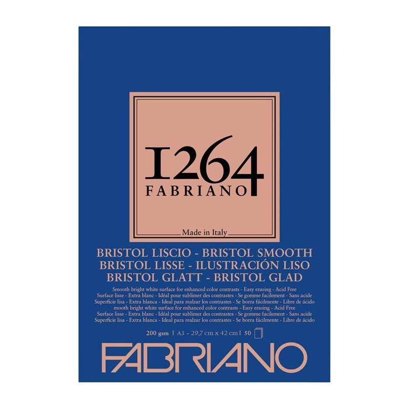 Fabriano Blocco Collato Carta Bianca Illustrazione  1264 - 200 g/mq - 29,7 x 42 cm