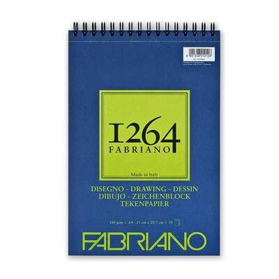 Fabriano Blocco con Spirale 1264 Carta Bianca  per Disegno - 180 g/mq - 21 x 29,7 cm