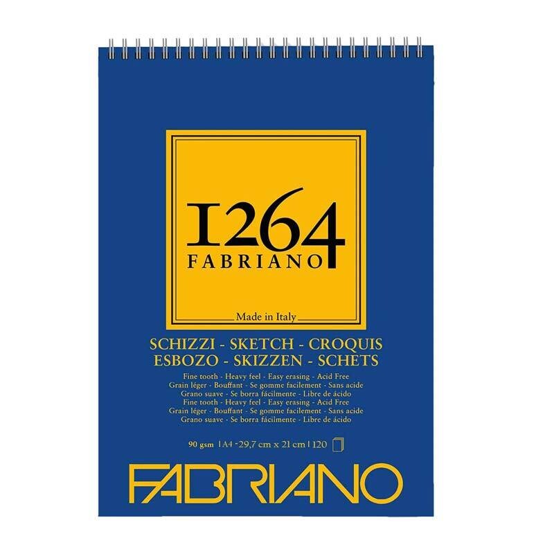 Fabriano Blocco con Spirale 1264 Carta Bianca  per Schizzo - 90 g/mq - 21 x 29,7 cm