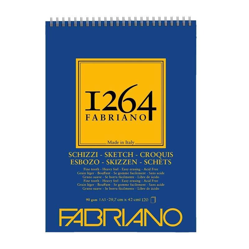 Fabriano Blocco con Spirale 1264 Carta Bianca  per Schizzo - 90 g/mq - 29,7 x 42 cm