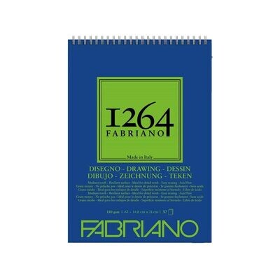 Fabriano Blocco con Spirale 1264 Carta Bianca  per Disegno - 180 g/mq - 14,8 x 21 cm