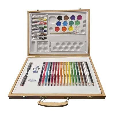 Set Colori Tinta Unita - Valigetta in Legno 1 Piano