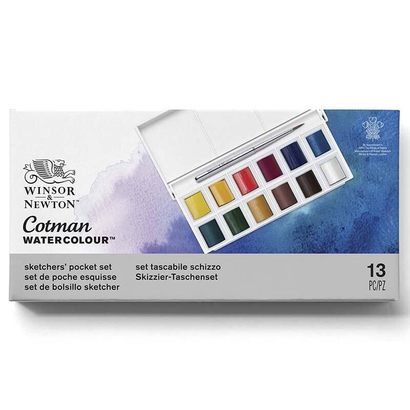 Set 12 Acquerelli Cotman "Blue Box" 1/2 Godet - Confezione Tascabile