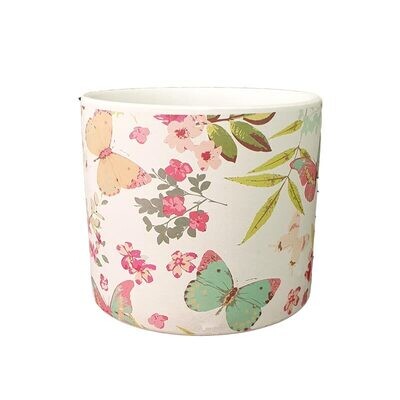 Vaso in Ceramica decorato con Fiori e Farfalle