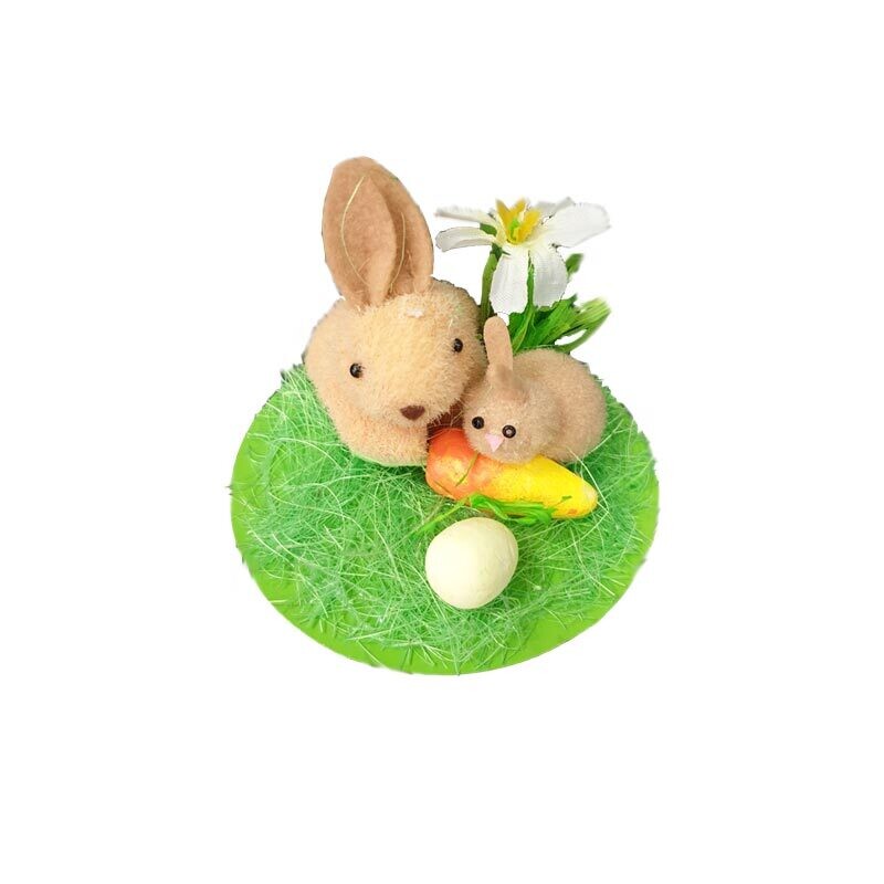 Decorazione di Pasqua  2 Conigli con Uova - Beige